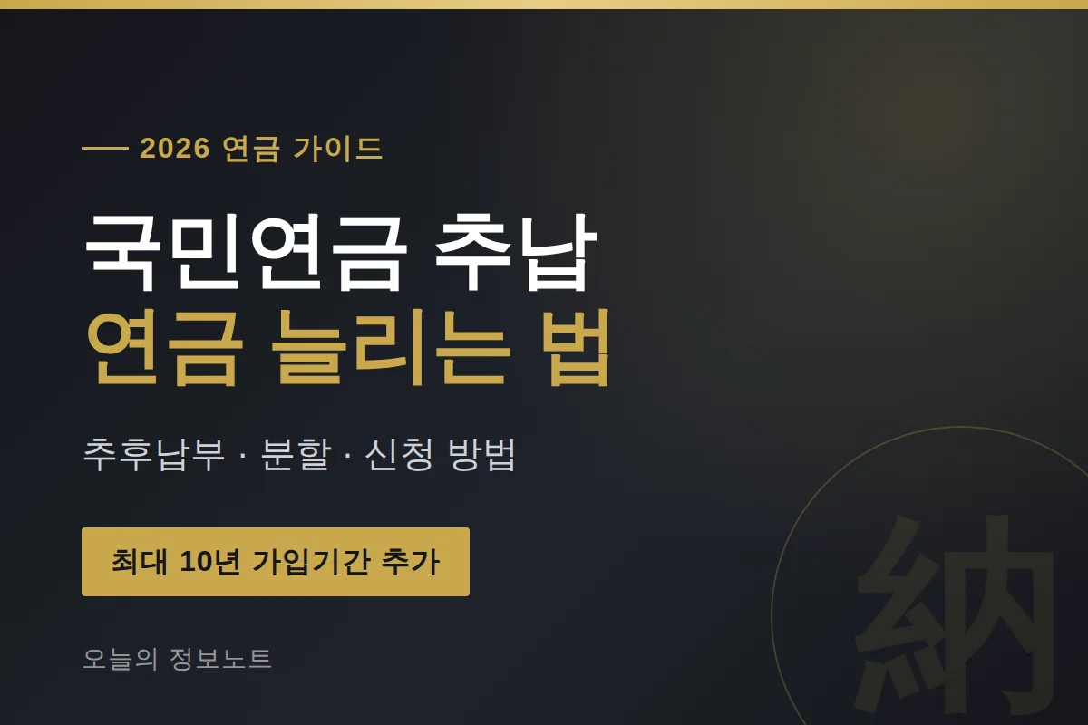 국민연금 추납 2026 | 추후납부·반환일시금 신청 방법 총정리 1 국민연금 추납 2026 연금 늘리는 법