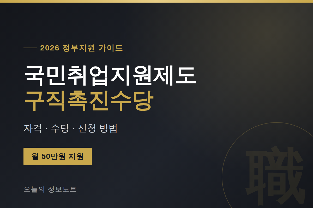 국민취업지원제도 2026 _ 구직촉진수당·자격·신청 방법 총정리
