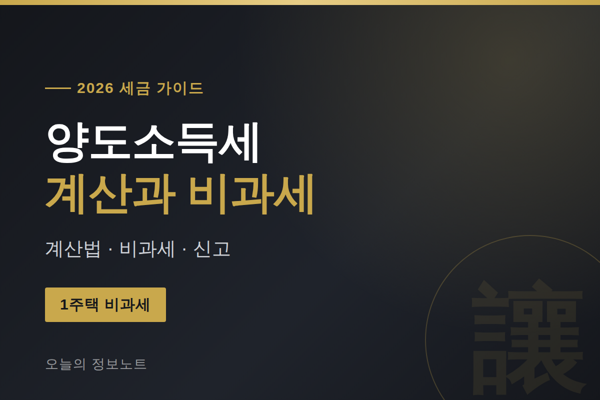 양도소득세 2026 | 계산 방법·비과세·신고 기한 총정리