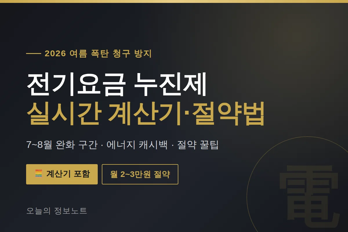 여름 전기요금 누진제, 7~8월 완화 구간·절약 꿀팁·실시간 계산기 2 전기요금 누진제 2026 | 7~8월 완화·계산기·절약 꿀팁 총정리